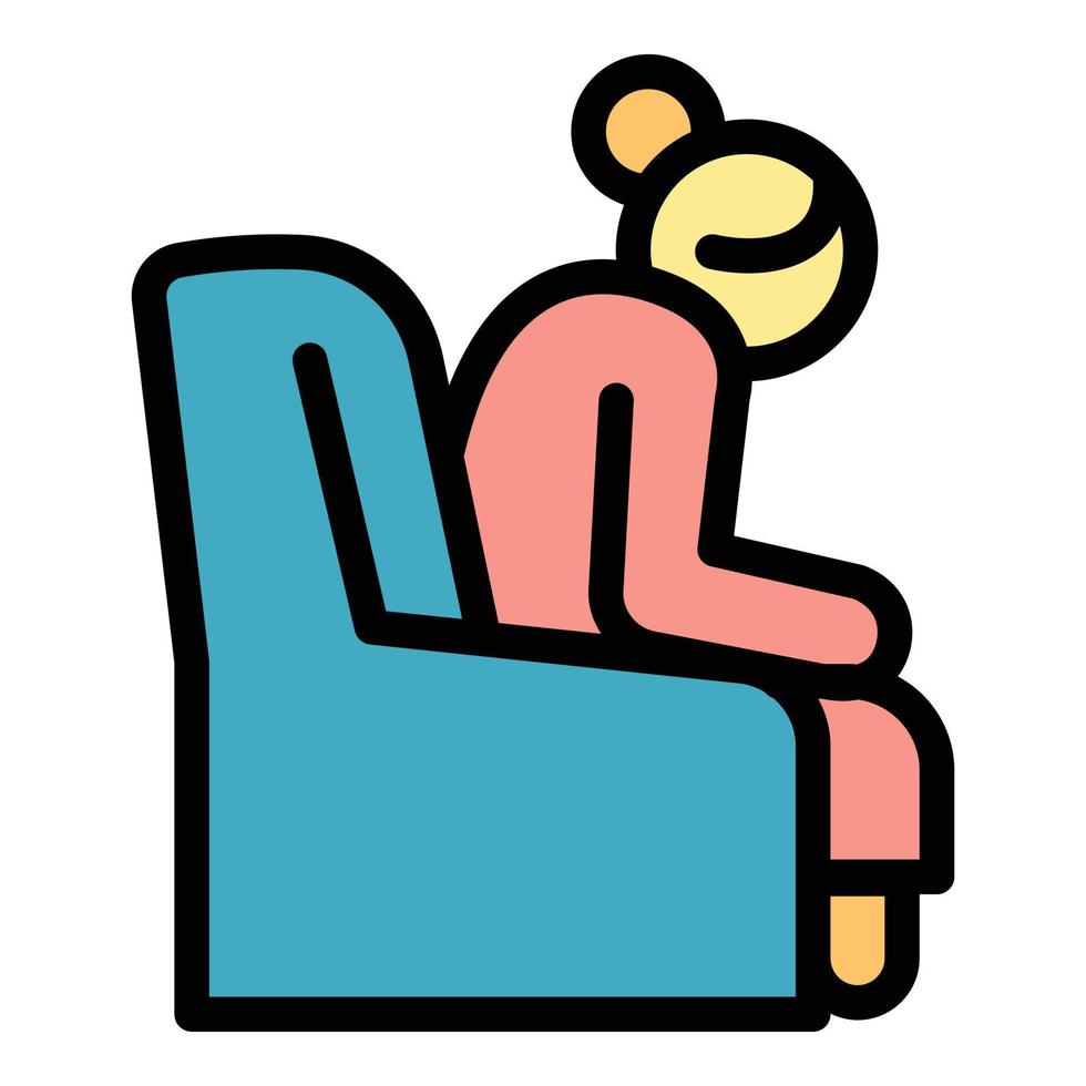 mujer mayor en icono de sillón, estilo de esquema vector