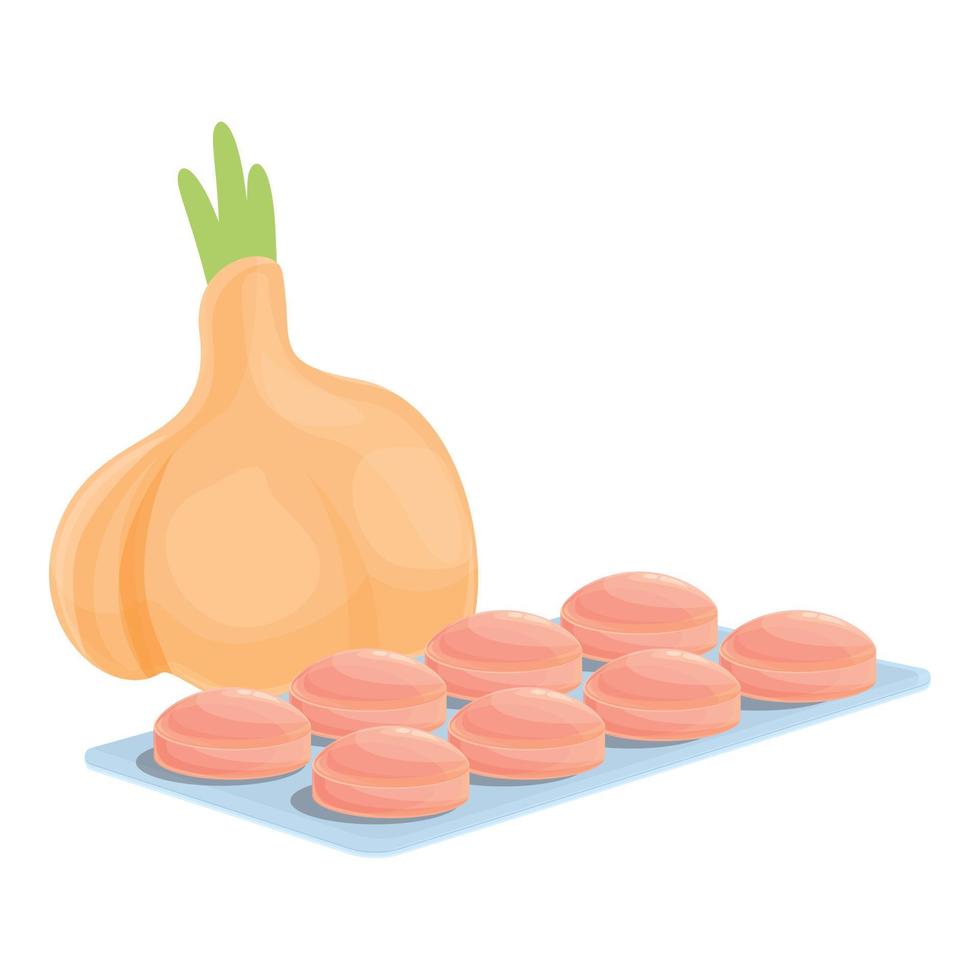 Onion cough drops icon, cartoon style vector