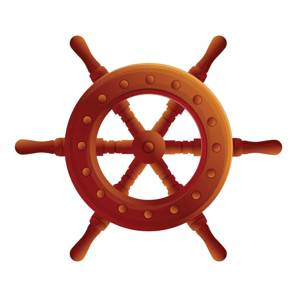 Navy ship wheel icon, cartoon style vector