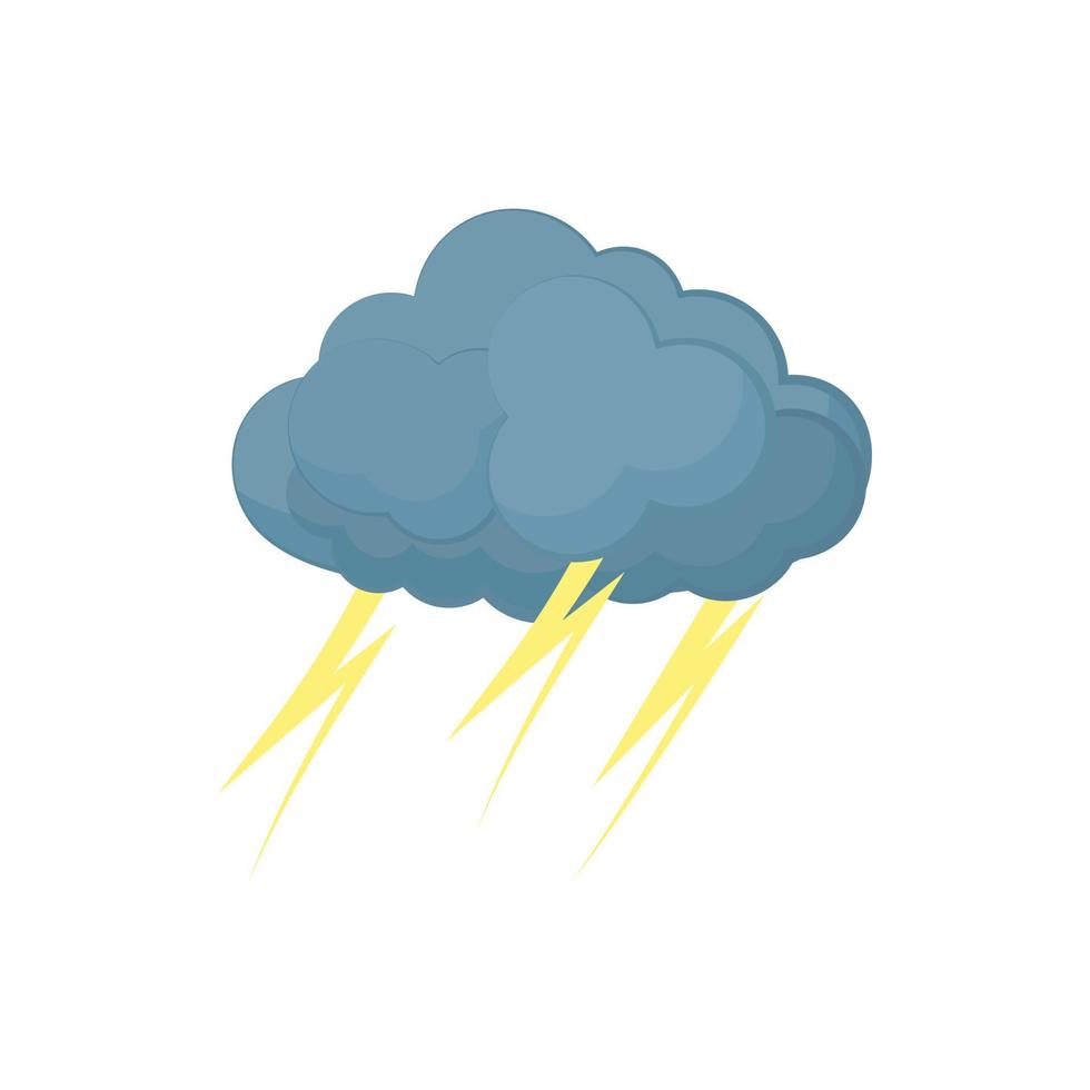 Cloud with lightnings icon, cartoon style vector