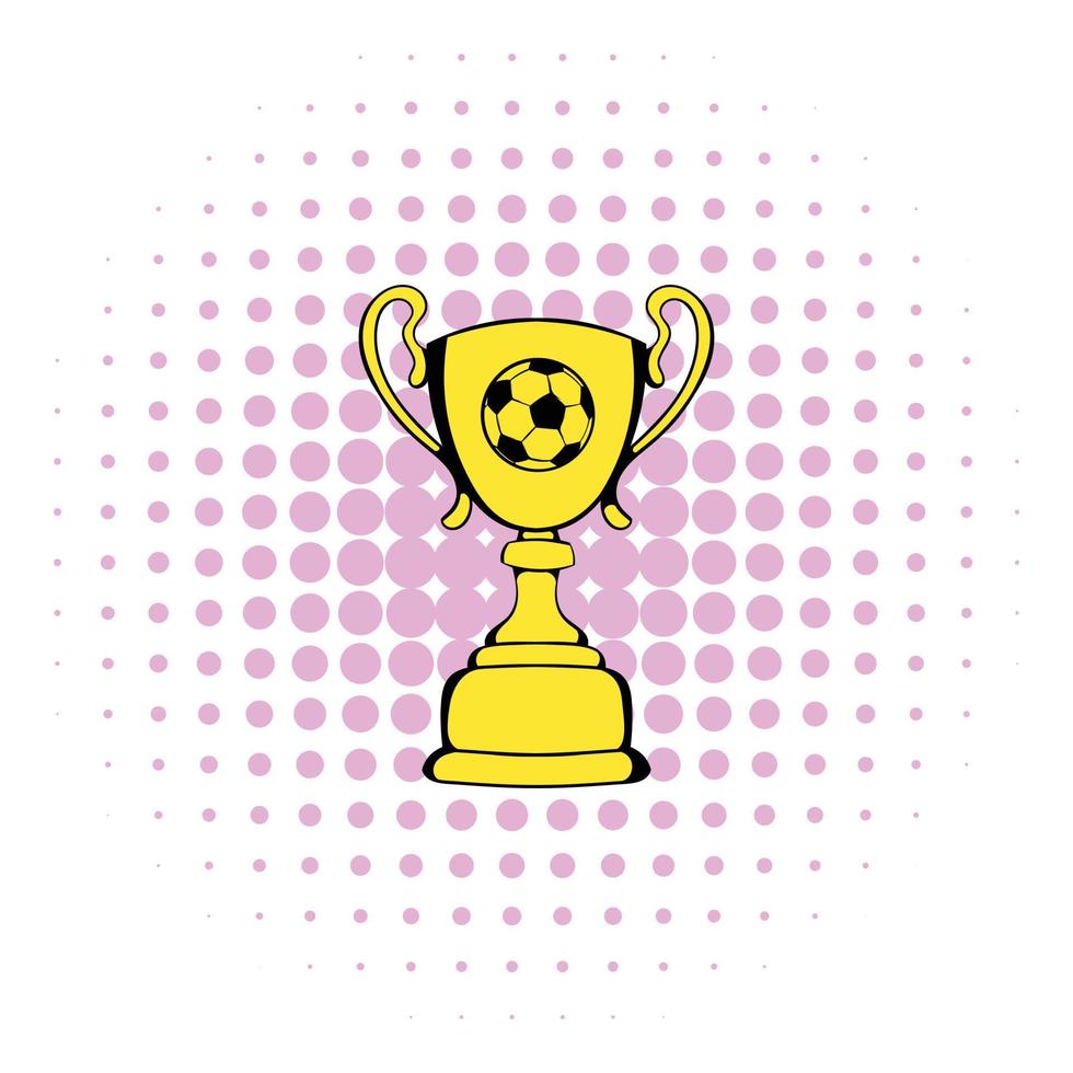 icono de copa de trofeo de fútbol dorado, estilo cómic vector