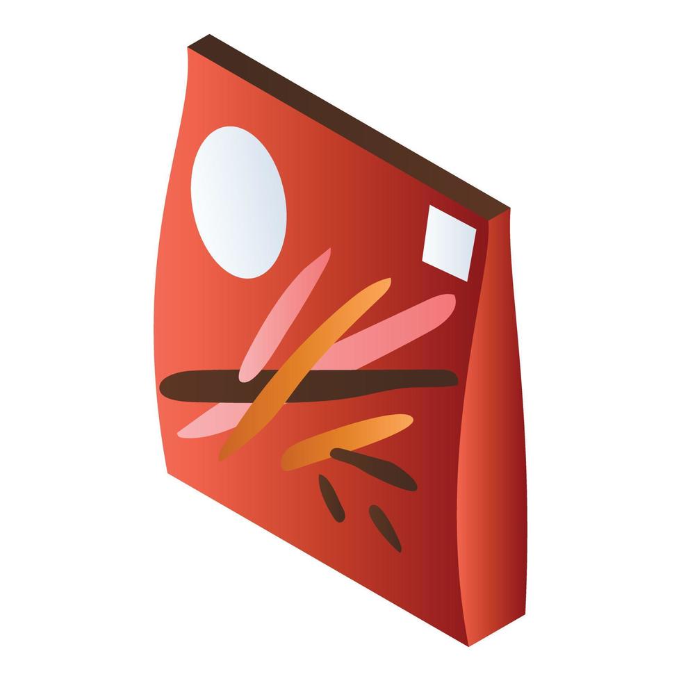 icono de palo de galleta de paquete rojo, estilo isométrico vector