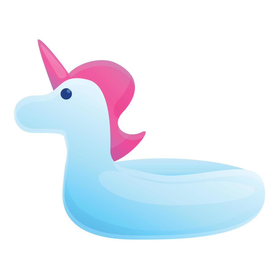 Inflatable ring unicorn icon, cartoon style vector
