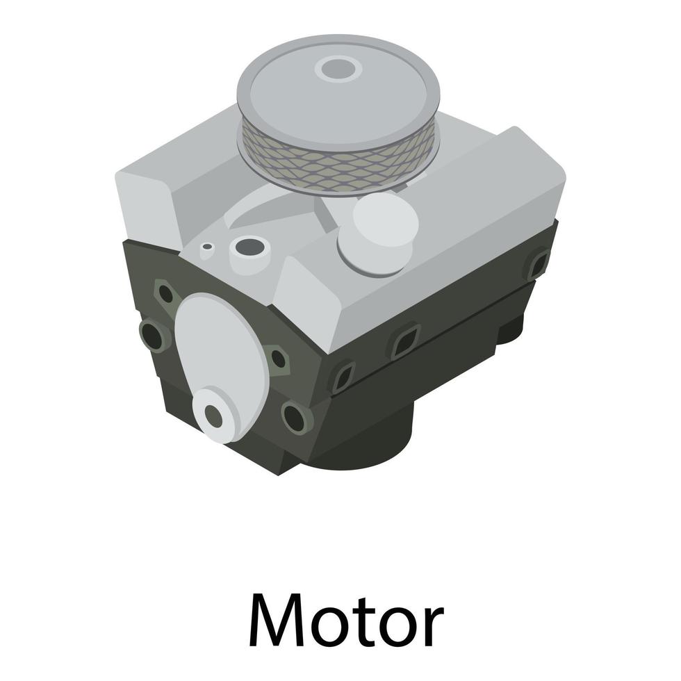 icono de motor de coche, estilo isométrico vector