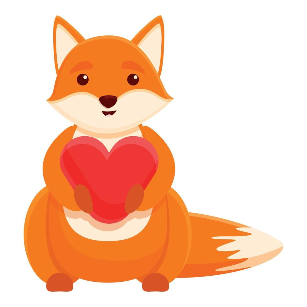 Fox with heart icon, cartoon style vector
