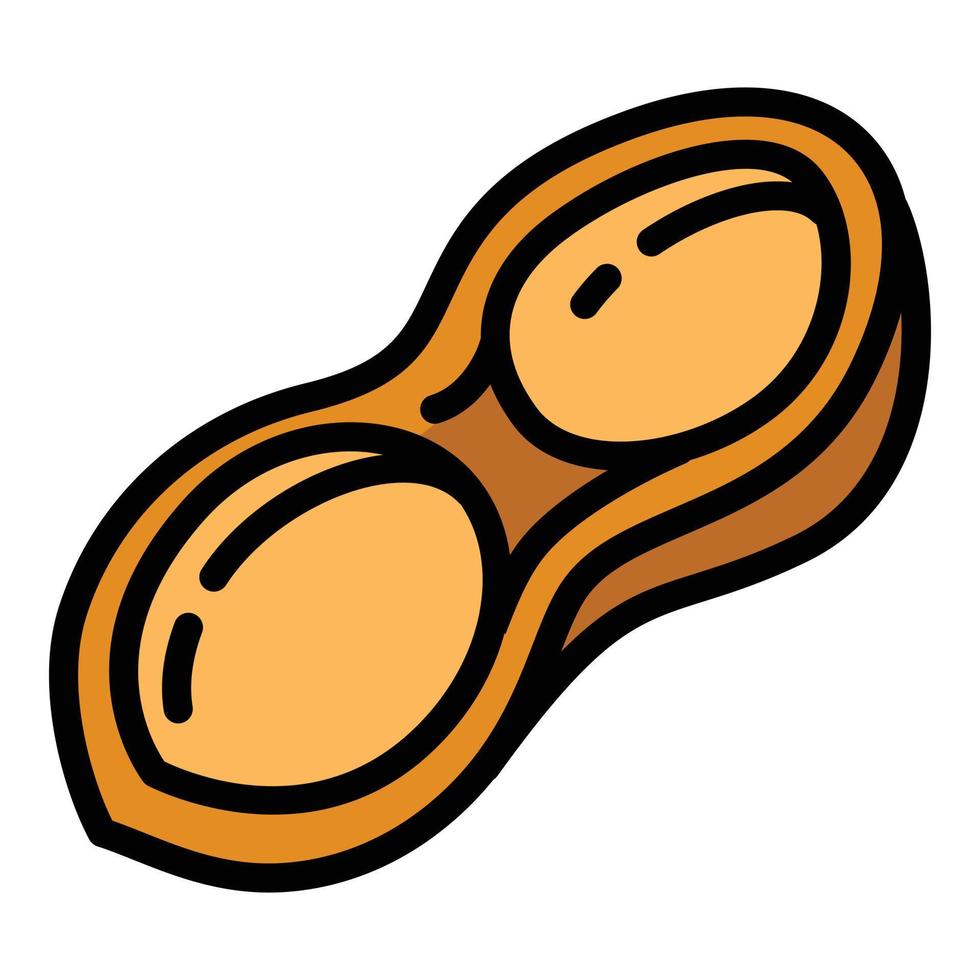 icono de media cáscara de cacahuete, estilo de esquema vector