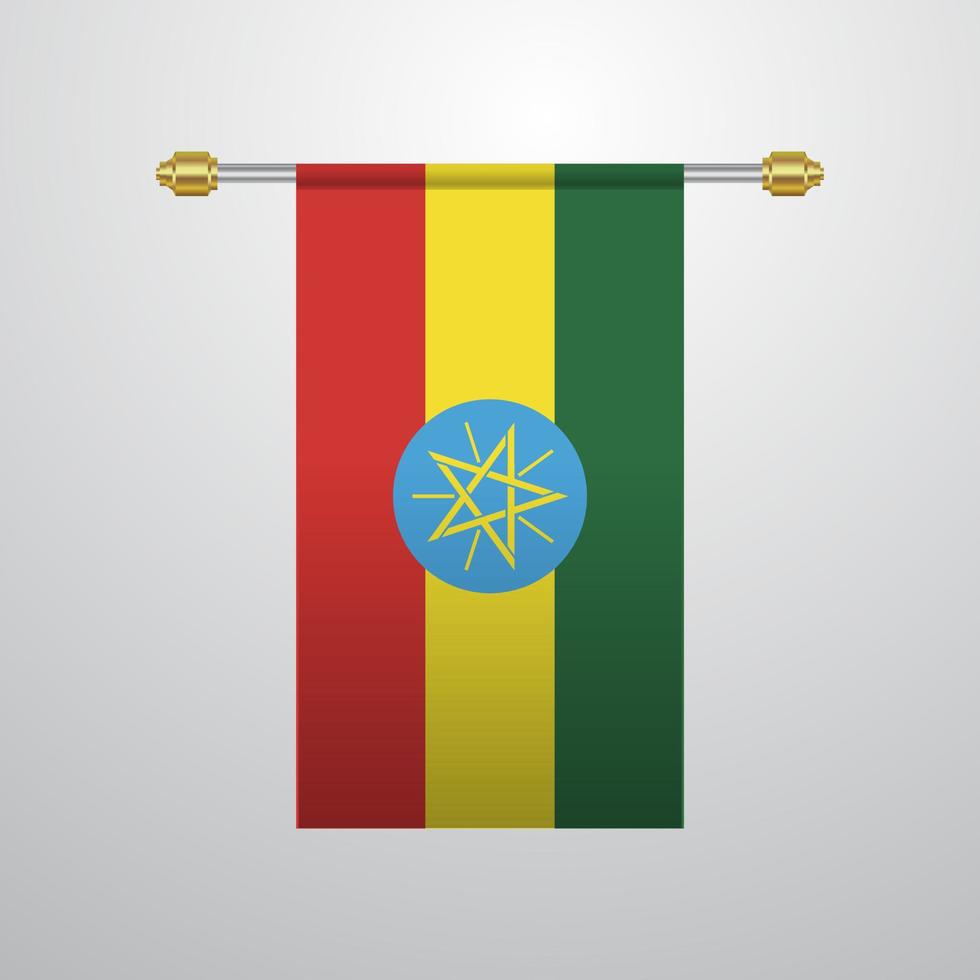 Ethiopia hanging Flag vector