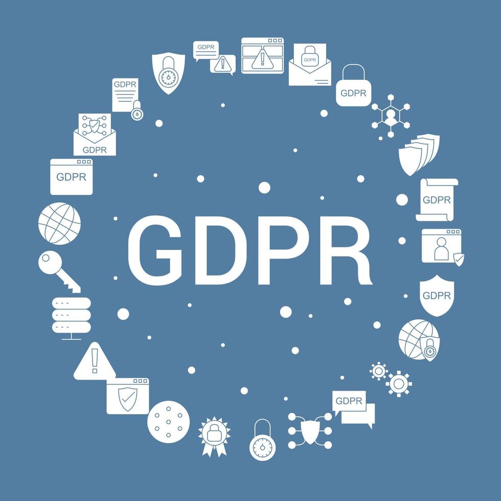 conjunto de iconos de gdpr plantilla de vector de infografía