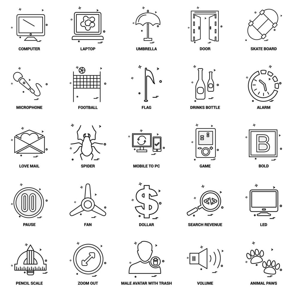 25 Business Concept Mix Line Icon set vector