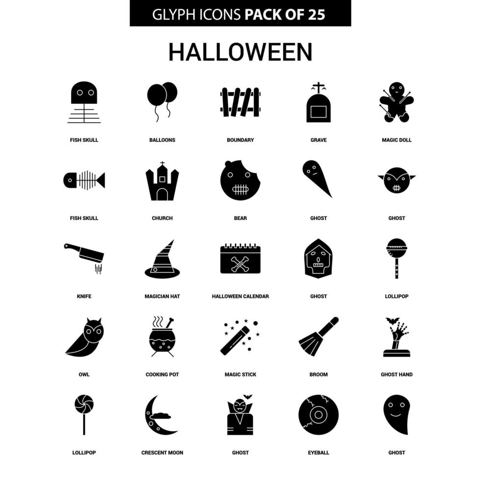 Halloween Glyph Vector Icon set