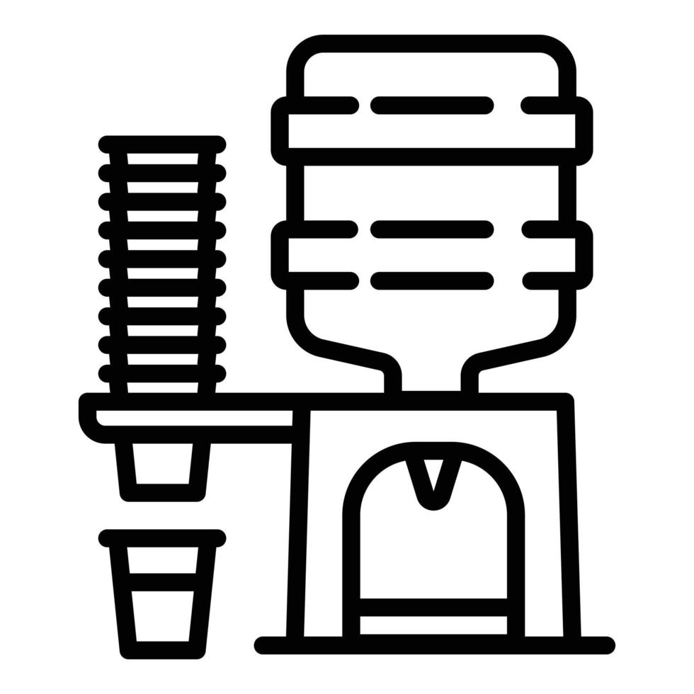 Water cooler with glasses icon, outline style vector