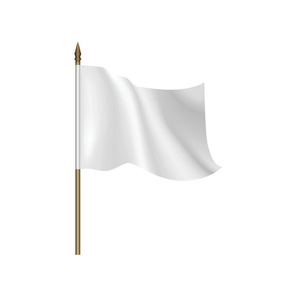 White flag waving on the wind vector