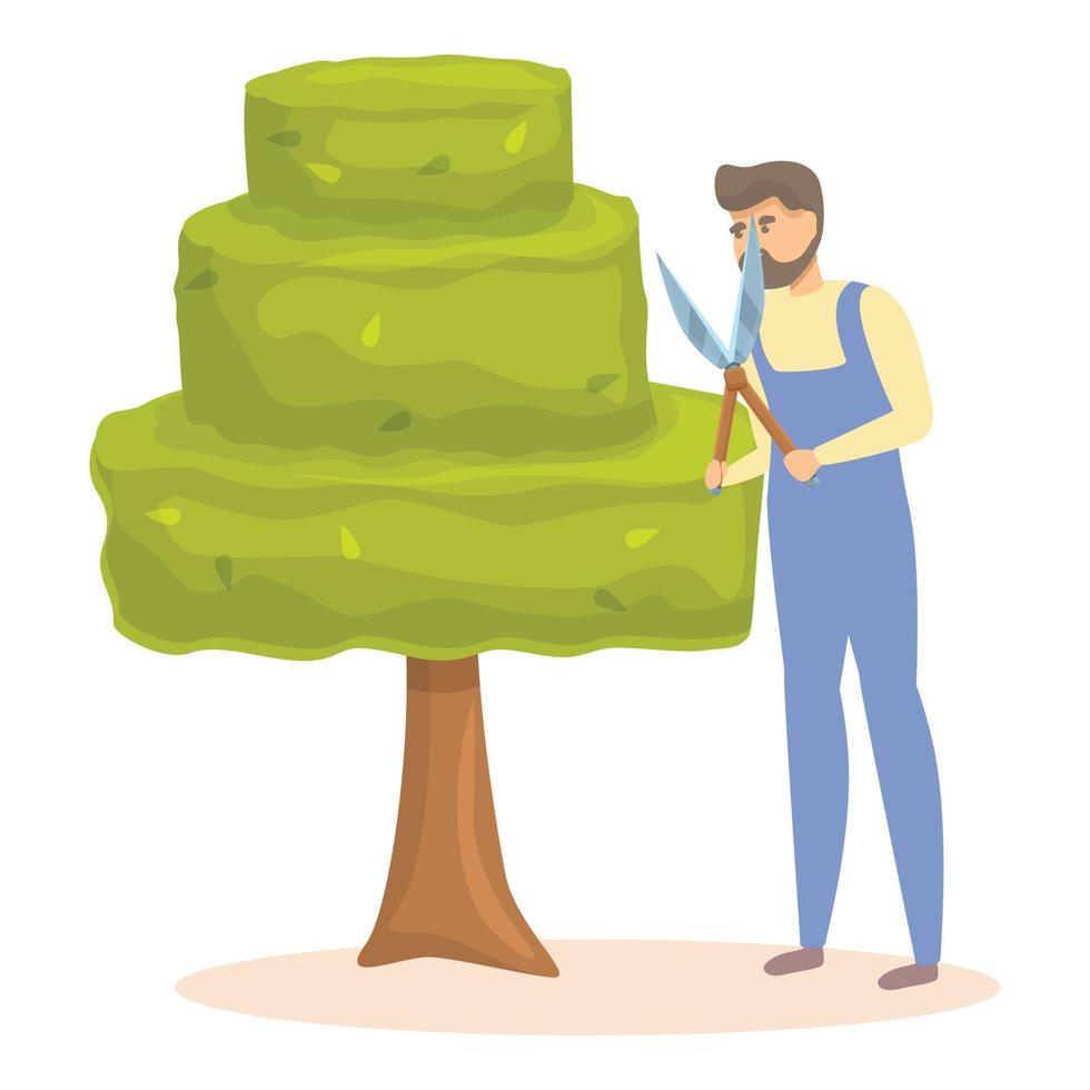 Park tree cutting icon cartoon vector. Garden hedge vector