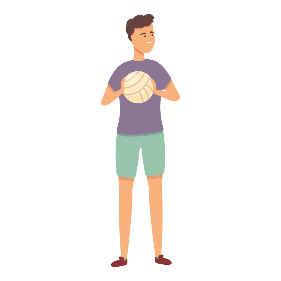 Boy play volleyball icon cartoon vector. Sport school vector