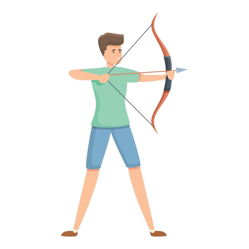 Young archer icon cartoon vector. Archery man game vector