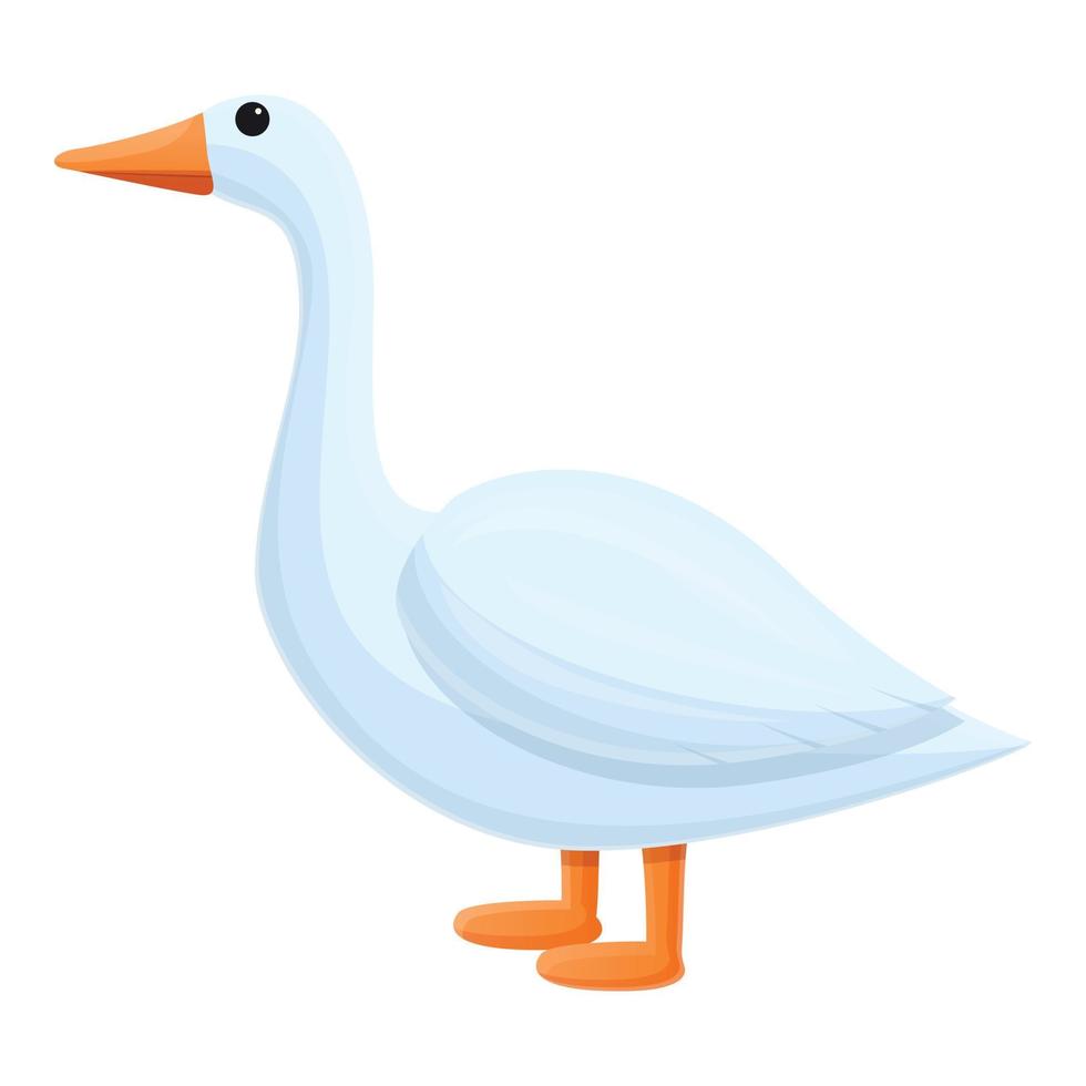 Farm goose icon, cartoon style vector