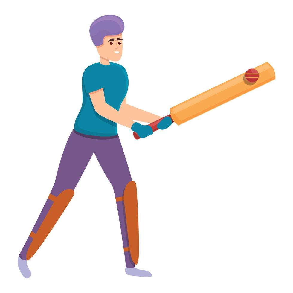 Cricket champion icon, cartoon style vector