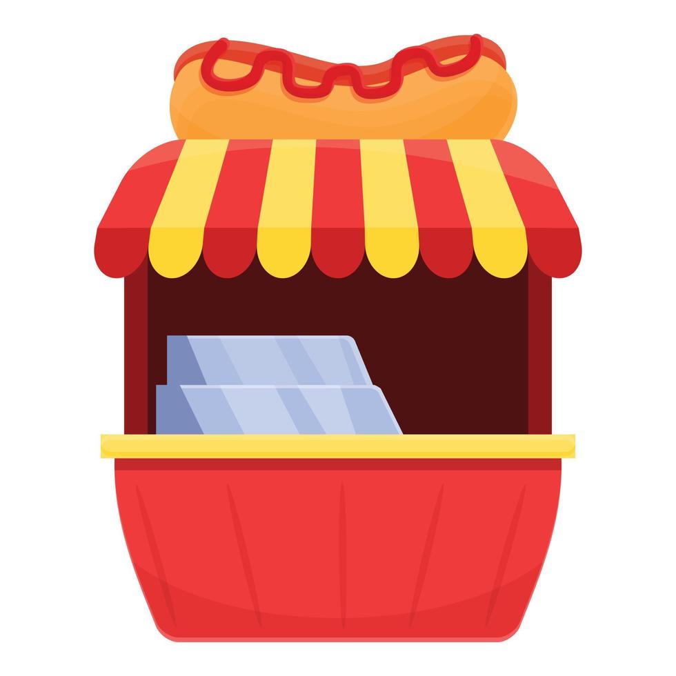 Hot dog shop icon, cartoon style vector
