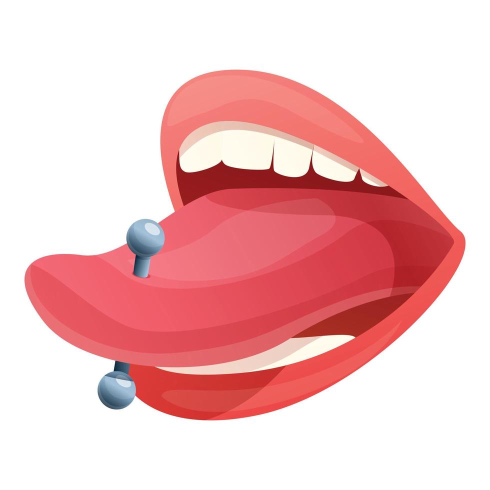 icono de perforación de la lengua, estilo de dibujos animados vector