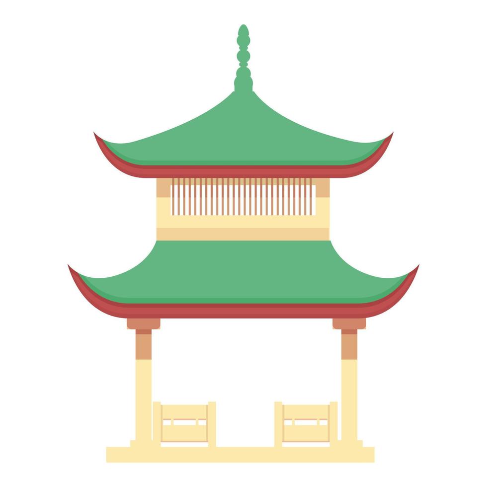 Wood pagoda icon cartoon vector. China temple vector