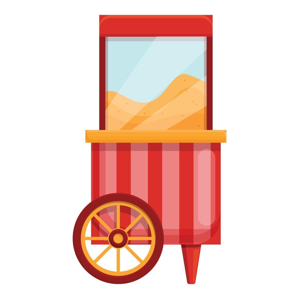 icono de carrito de palomitas de maíz al aire libre, estilo de dibujos animados vector