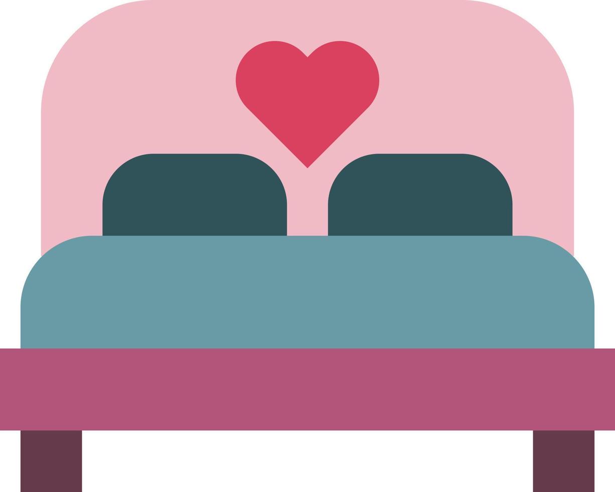 bed love heart furniture marriage romantic bedroom furniture and household love and romance - flat icon vector