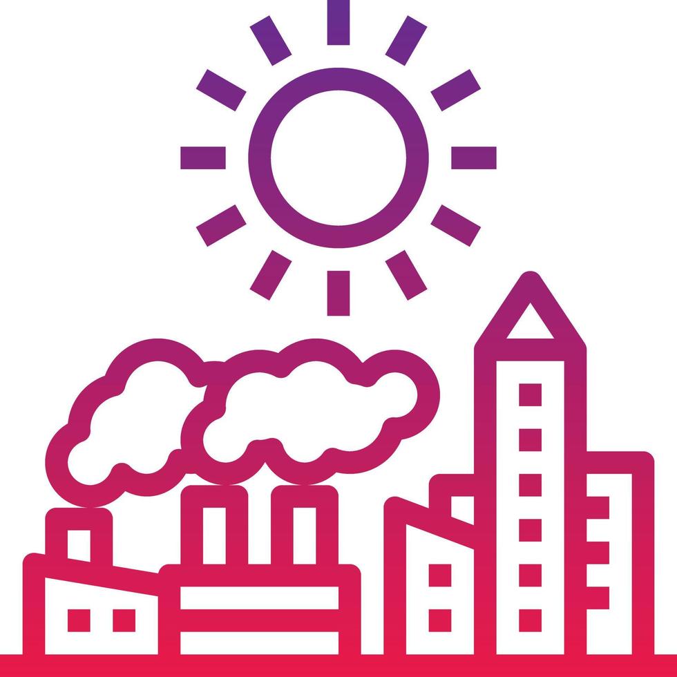 global warming town hot factory ecology - gradient icon vector