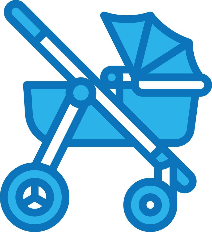 stroller carriage push baby accessories - blue icon vector