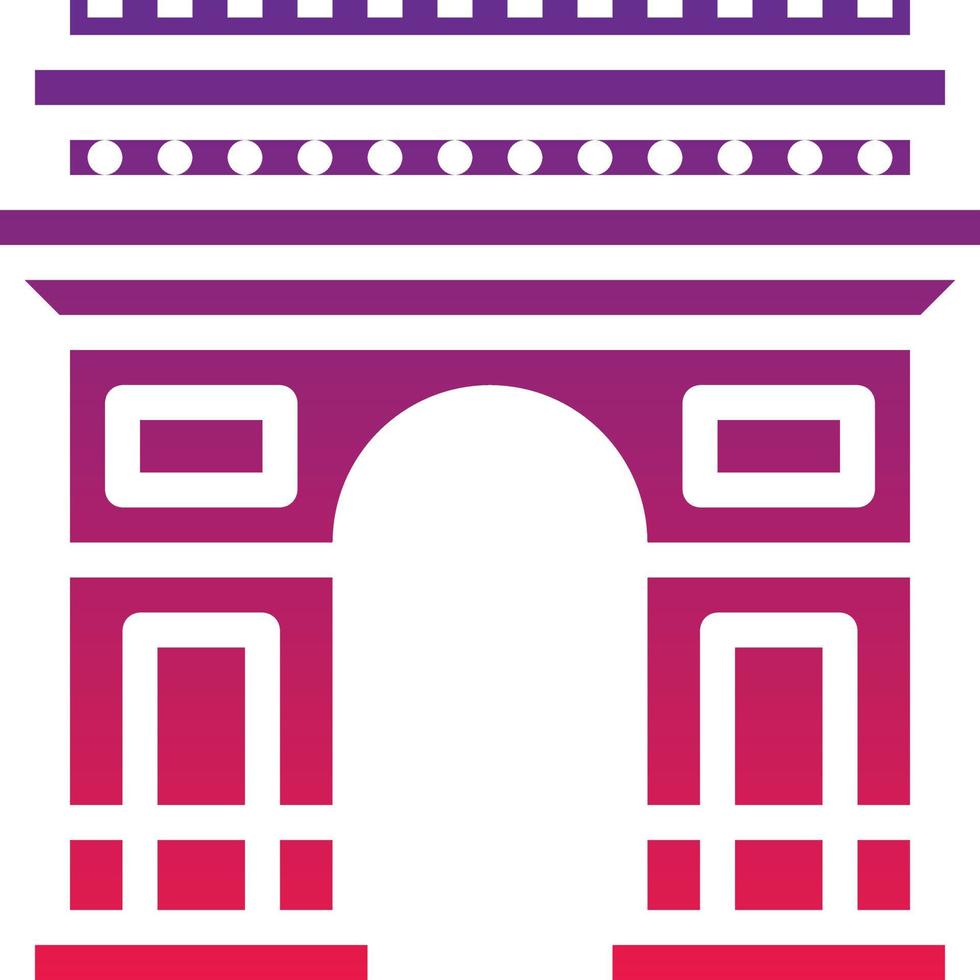 the arc de triomphe paris france landmark building - solid gradient icon vector