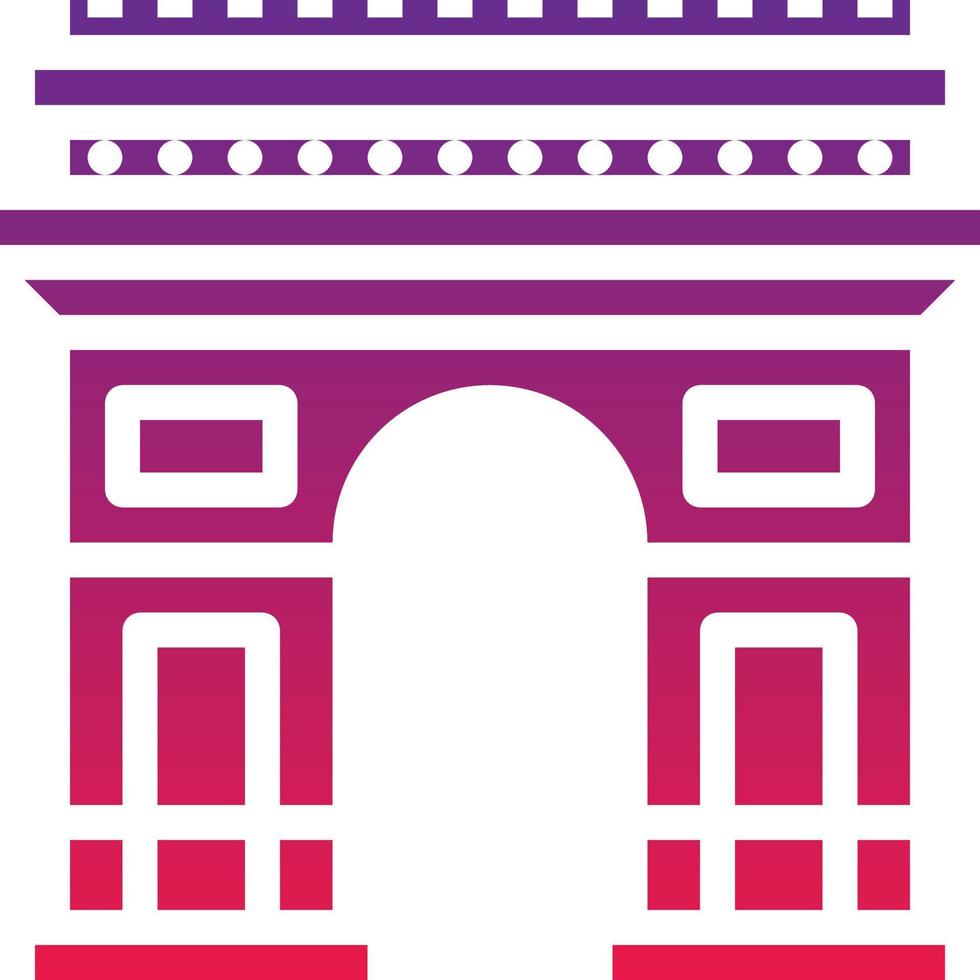 el arco del triunfo parís francia edificio emblemático - icono de gradiente sólido vector