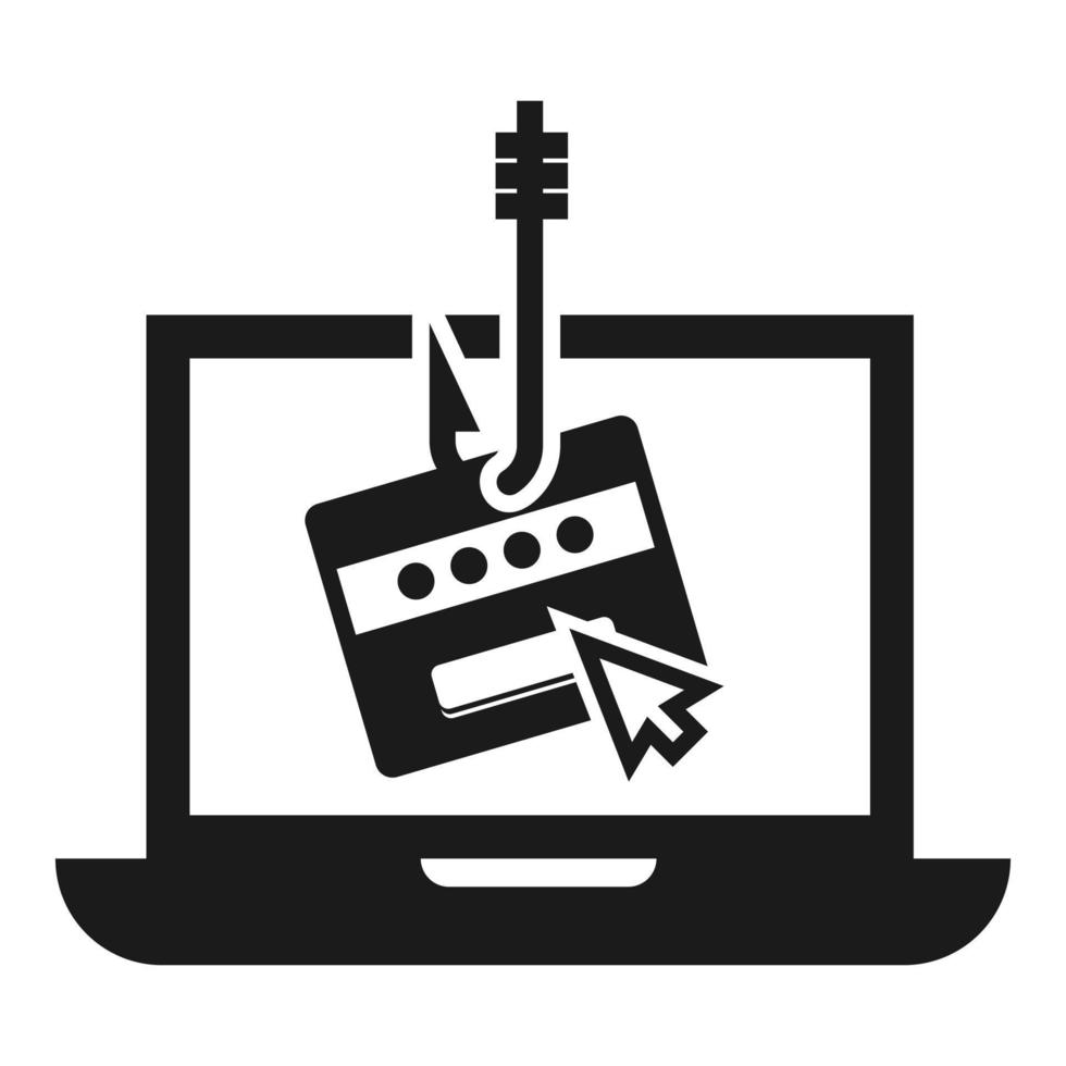 Laptop phishing icon, simple style vector