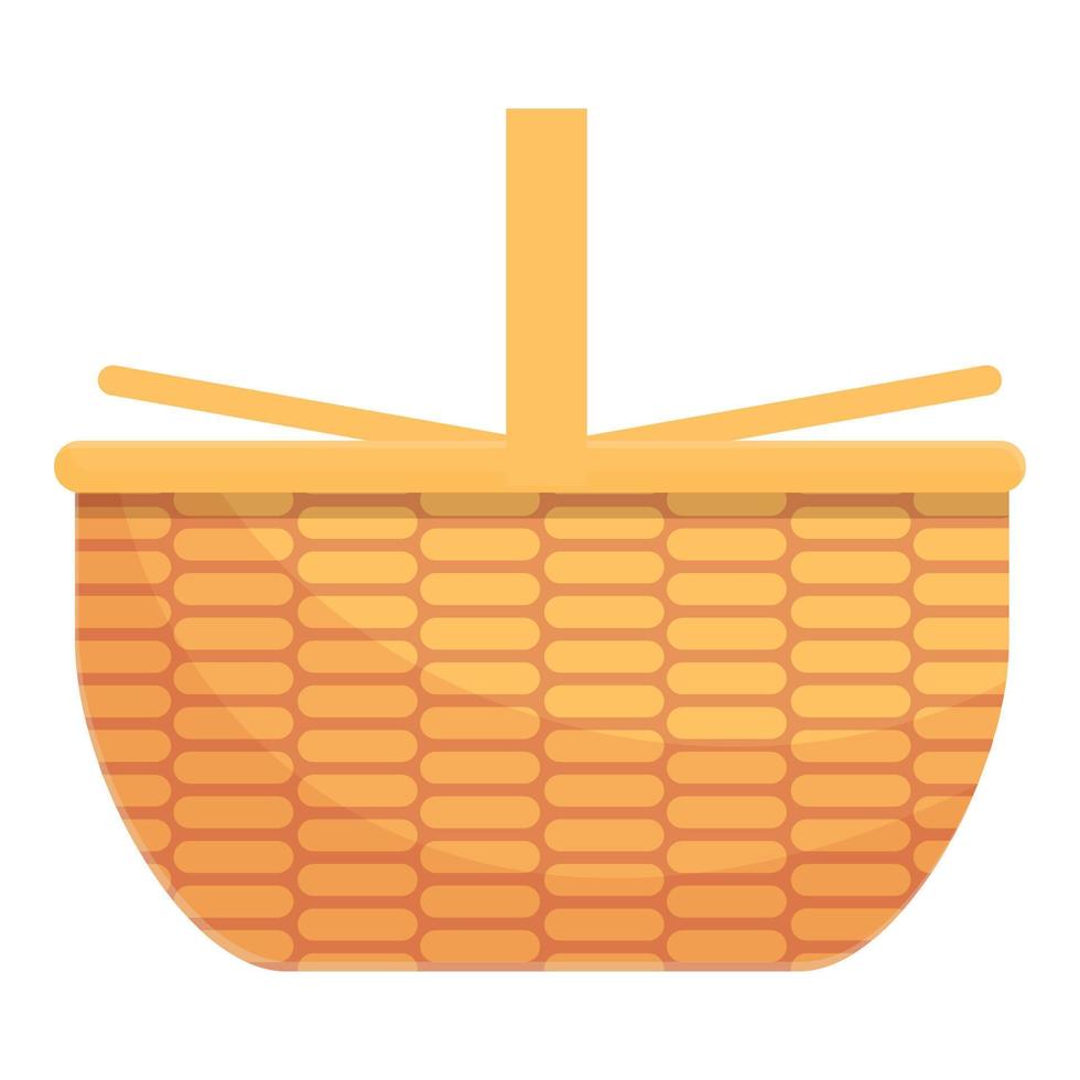 Wicker basket icon, cartoon and flat style vector