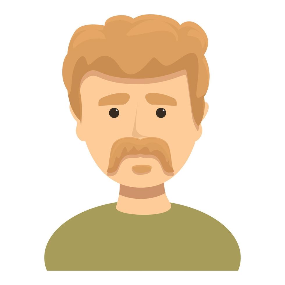 hombre con icono de bigote corto, estilo de dibujos animados vector
