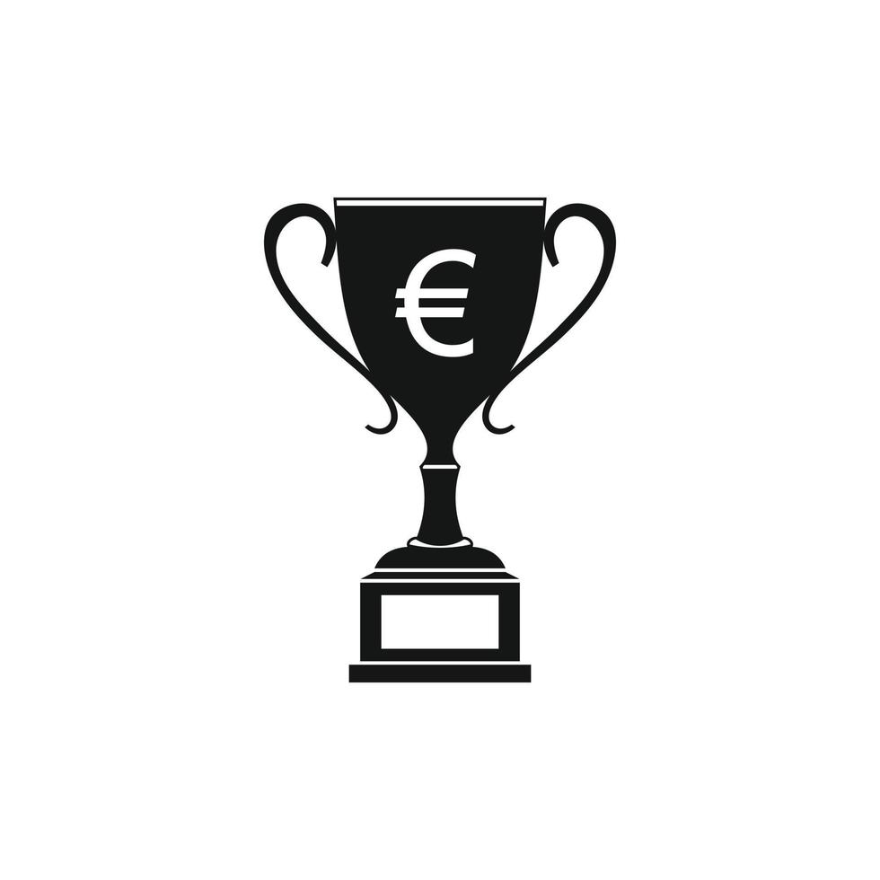 Winner cup with euro sign icon, simple style vector