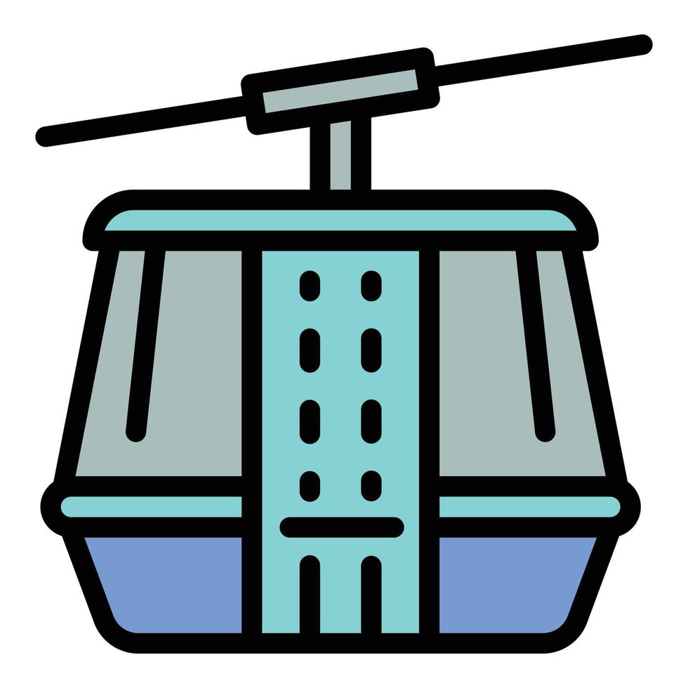 icono de teleférico de montaña, estilo de esquema vector