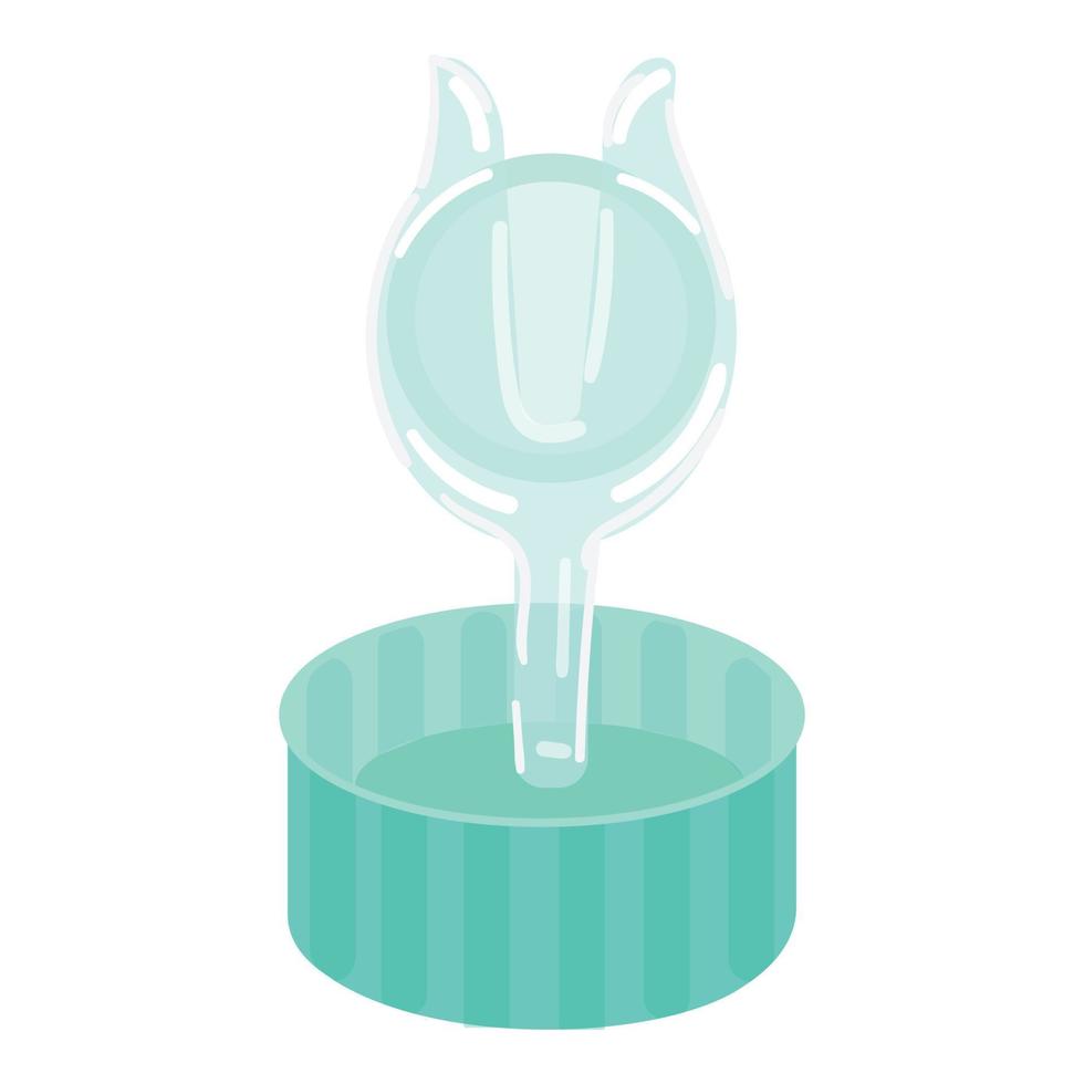 Wash contact lens icon cartoon vector. Eye case vector