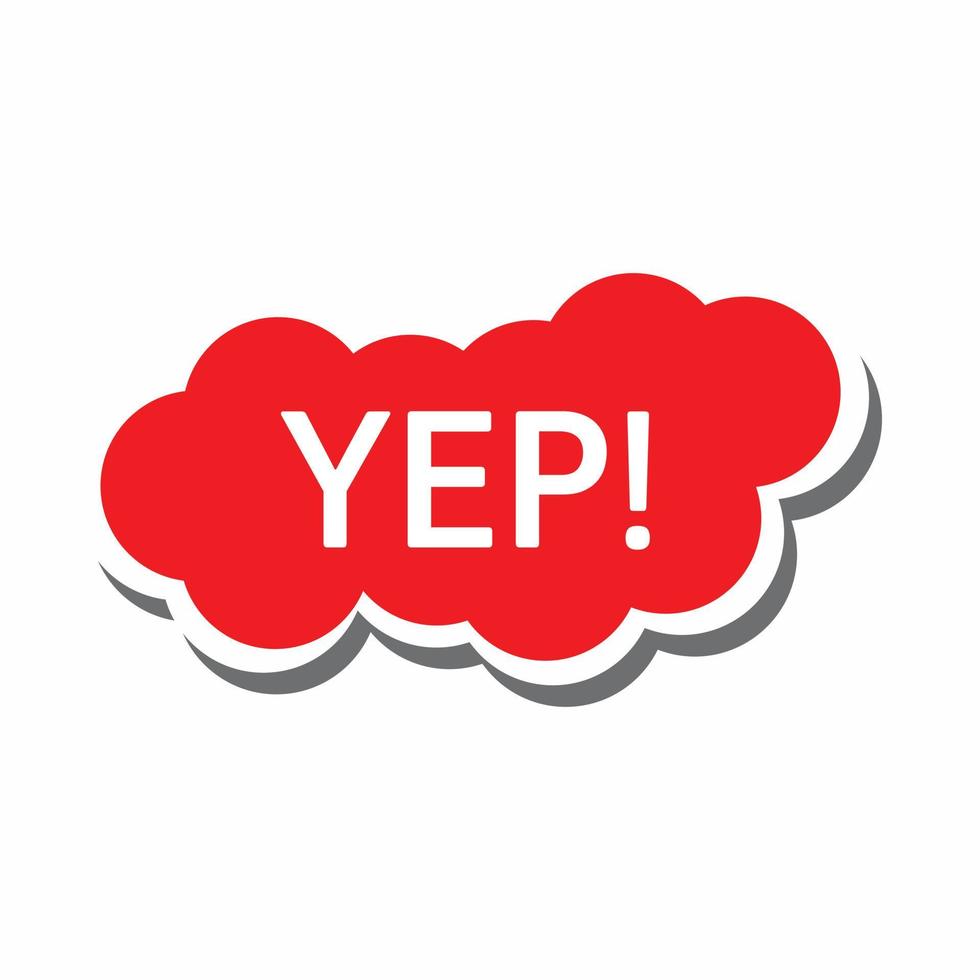 Yep in red cloud icon, simple style vector