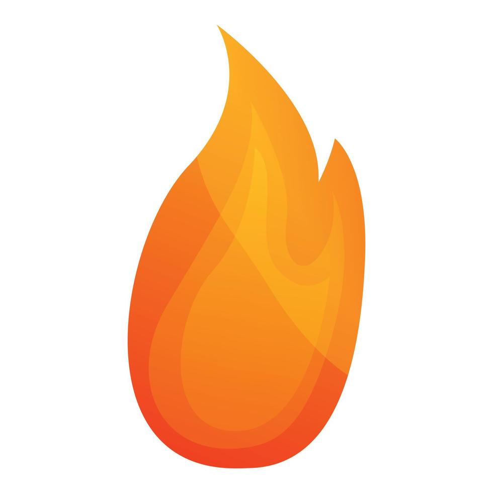 Warning flame icon, cartoon style vector