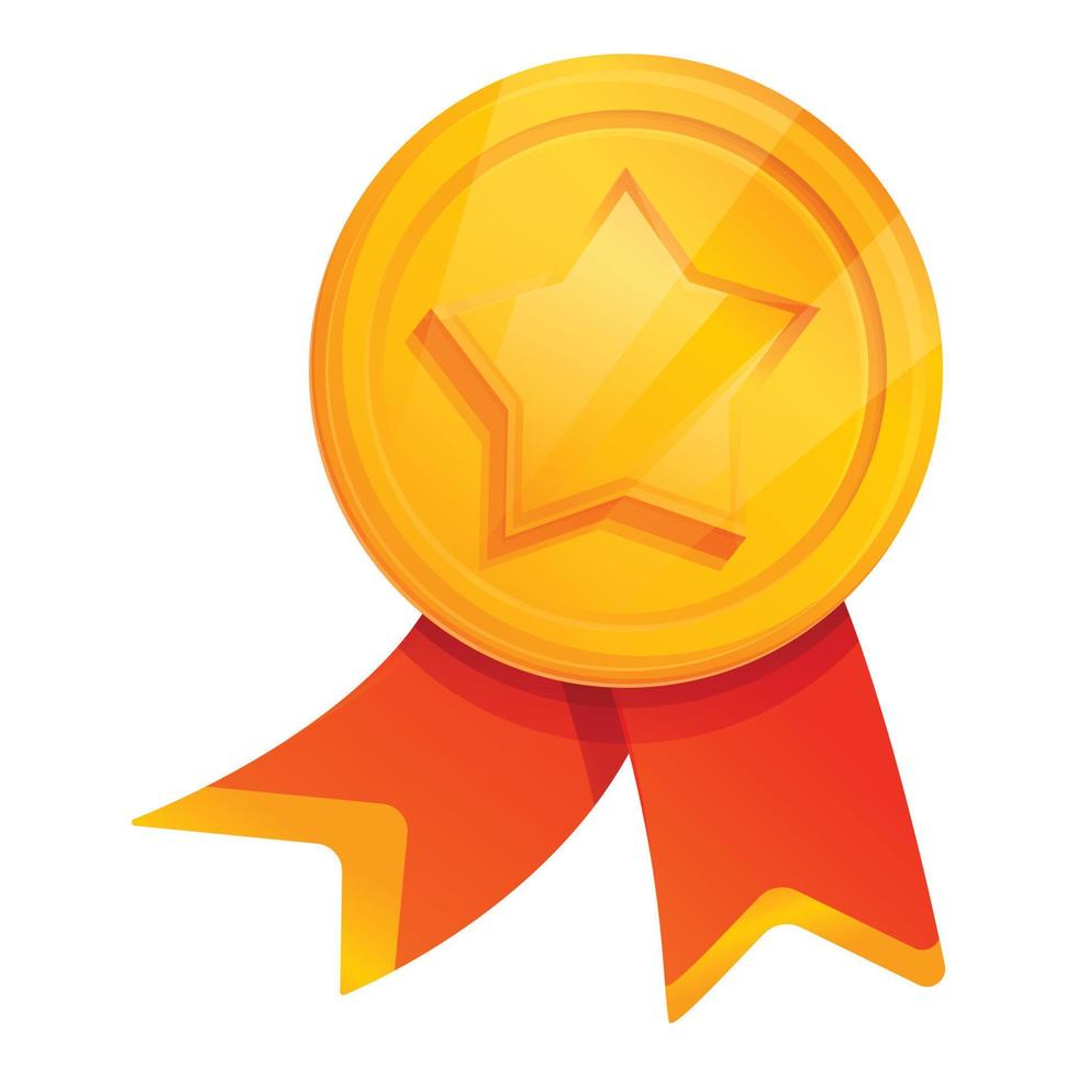 Reward gold medal icon, cartoon style vector