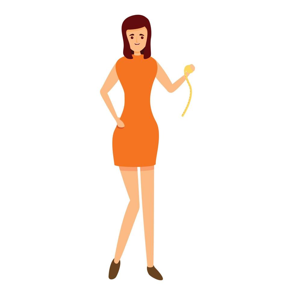 icono de mujer adelgazante, estilo de dibujos animados vector