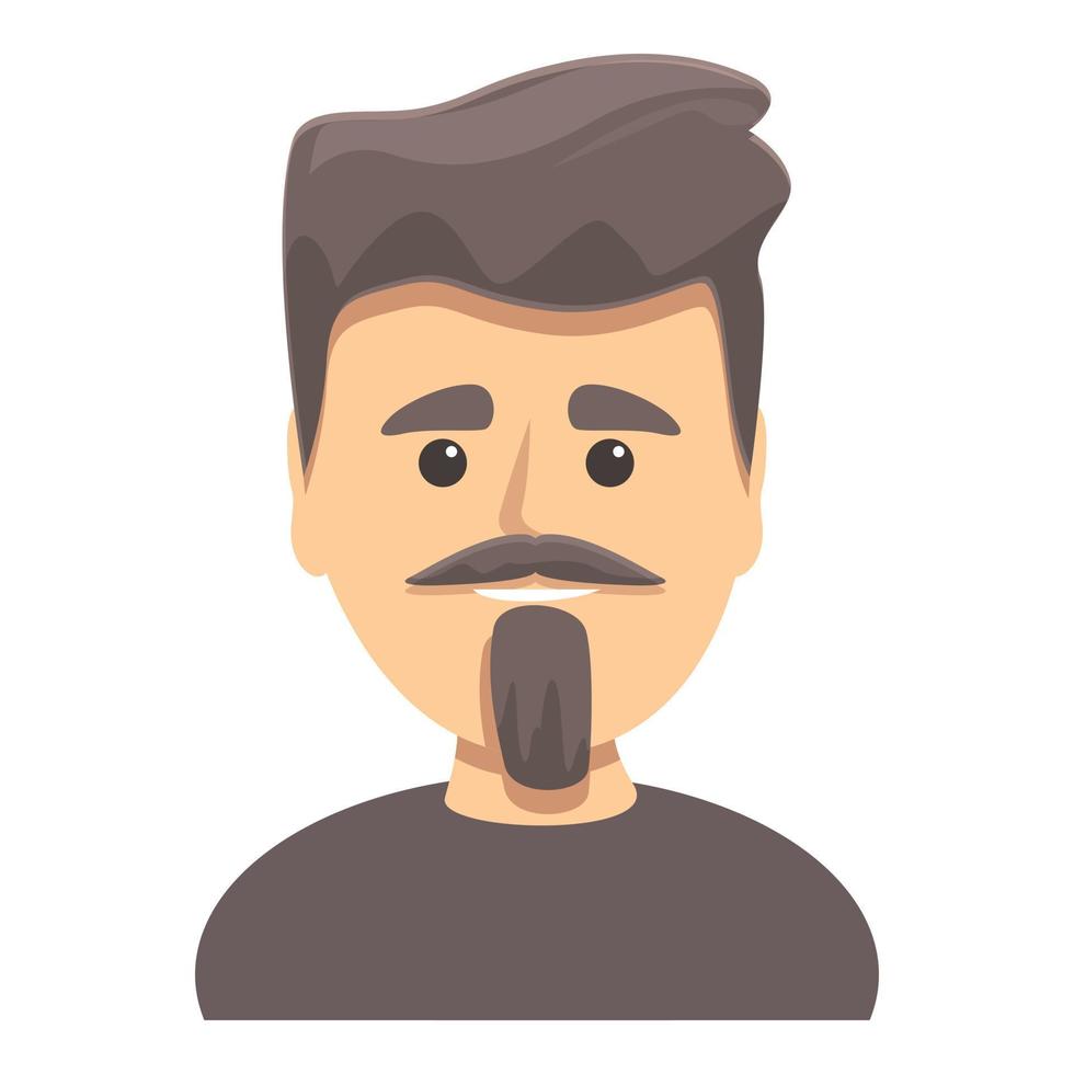 Dark haired man with beard icon, cartoon style vector
