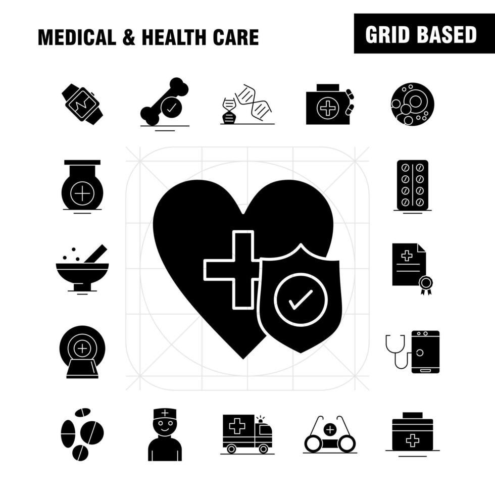 Medical And Health Care Solid Glyph Icon for Web Print and Mobile UXUI Kit Such as Medical Bone Health Hospital Medical Fitness Gym Machine Pictogram Pack Vector