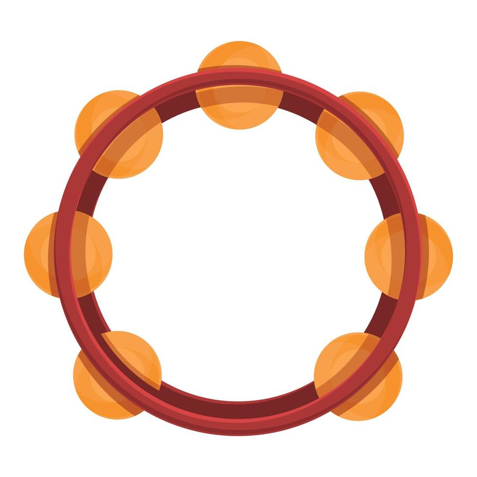 Tambourine sound icon, cartoon style vector