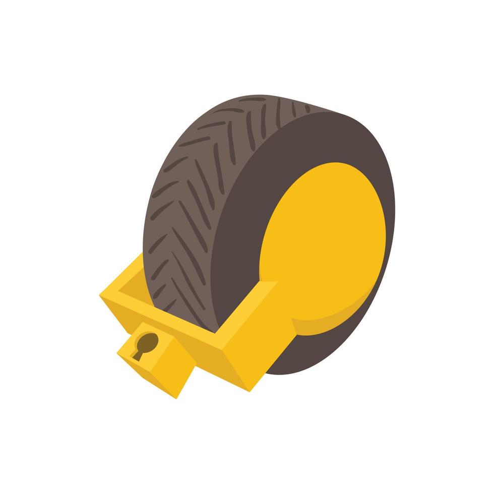 Lock for car wheels icon, cartoon style vector