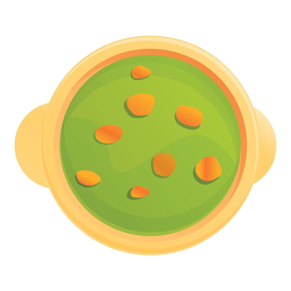 Home green soup icon, cartoon style vector
