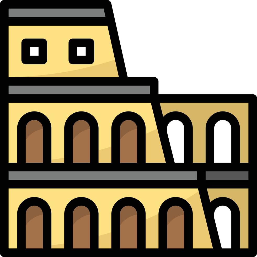 coliseo antiguo antiguo edificio de lucha - icono de contorno lleno vector