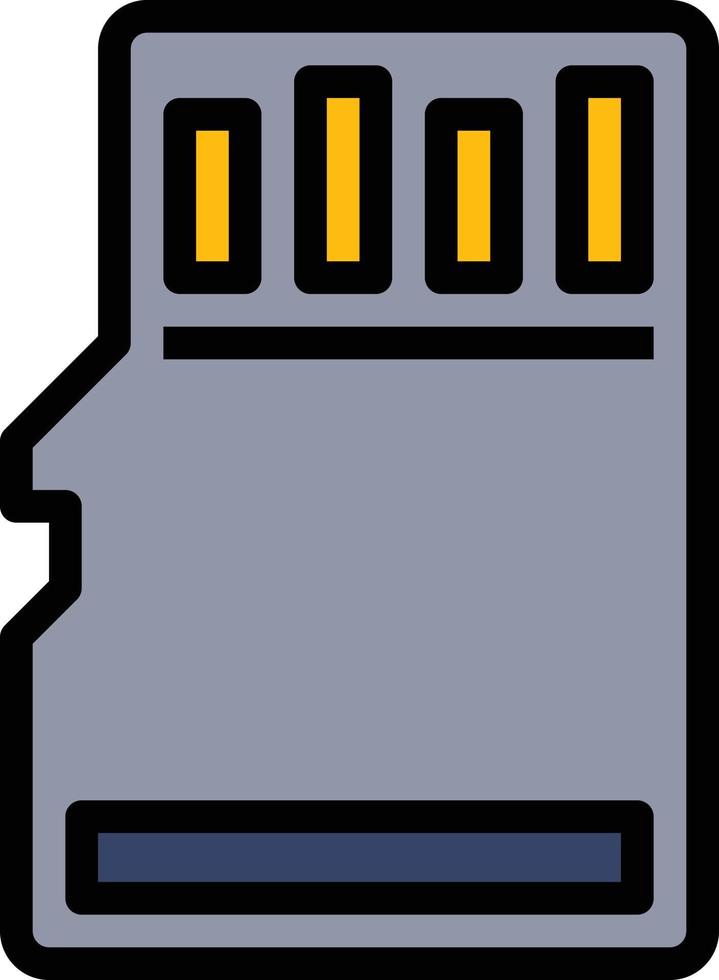 sd card micro memory computer accessory - filled outline icon vector