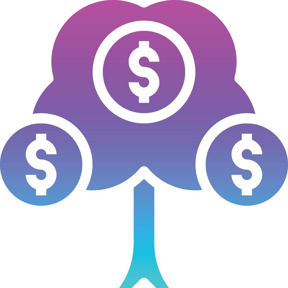 tree money profit investment growth - gradient solid icon vector