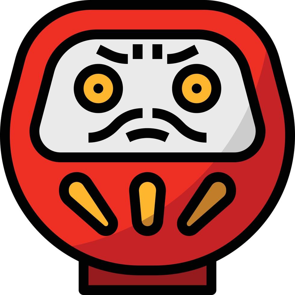 daruma doll japan japaneses - filled outline icon vector