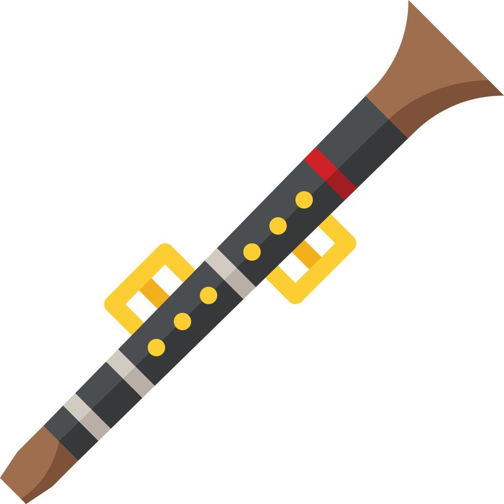 clarinet music musical instrument - flat icon vector